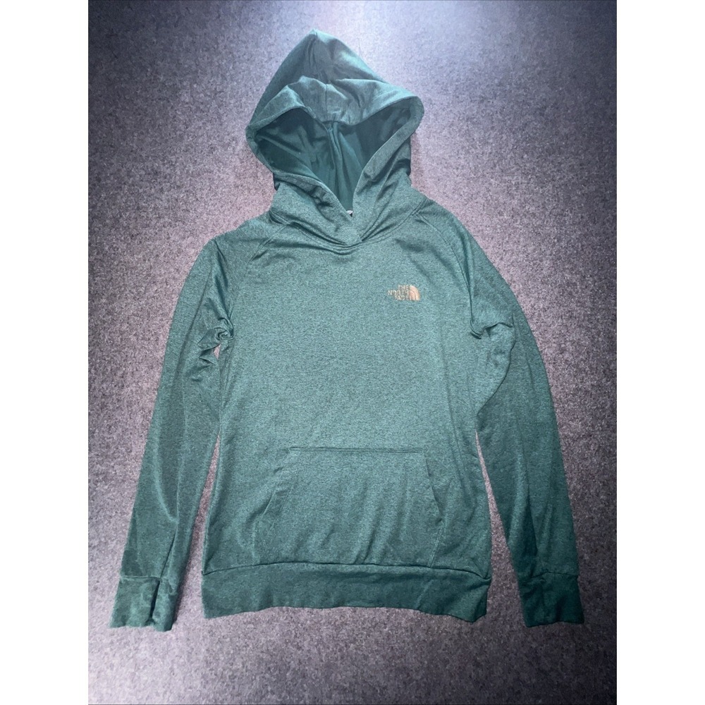 The North Face Hoodie Womens Small Green Pullover Kangaroo Pocket Logo‎